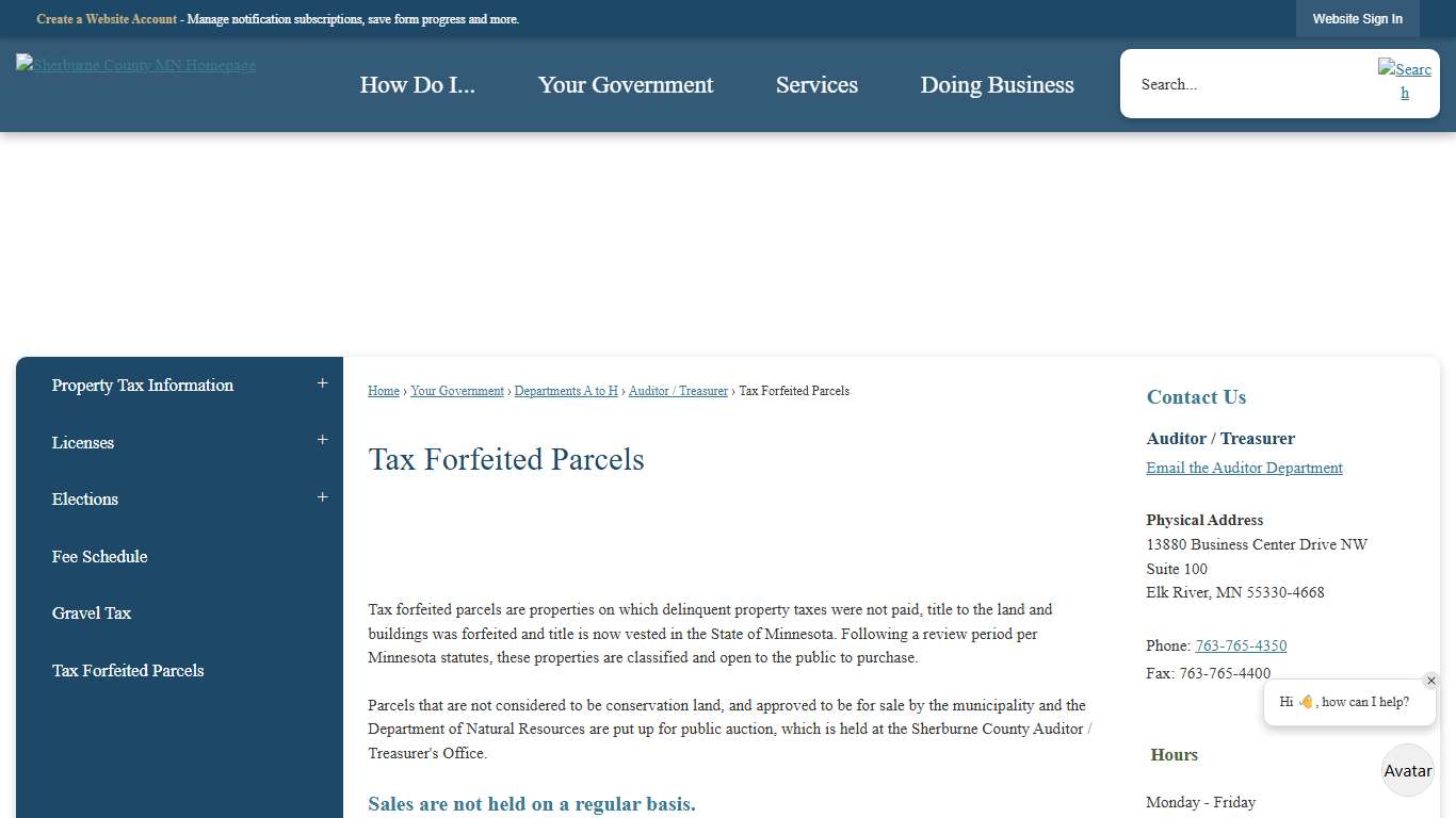 Tax Forfeited Parcels Sherburne County, MN